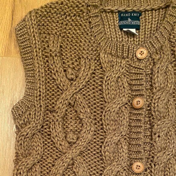 BOUNDARY WATERS CHUNKY HAND KNIT SWEATER VEST S M - Picture 5 of 9